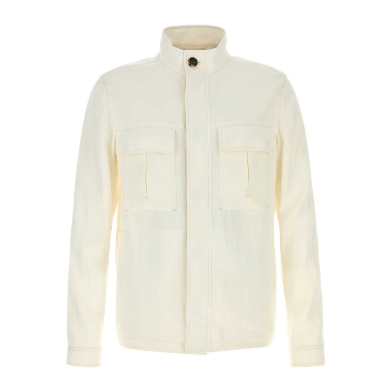 ジャケットその他 ZEGNA SS25 White linen Oasi jacket (RUFT55A9F256 N01R)