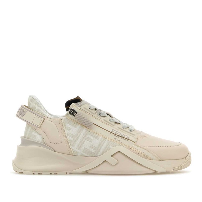 スニーカー FENDI Ivory leather and jacquard Fendi Flow sneakers