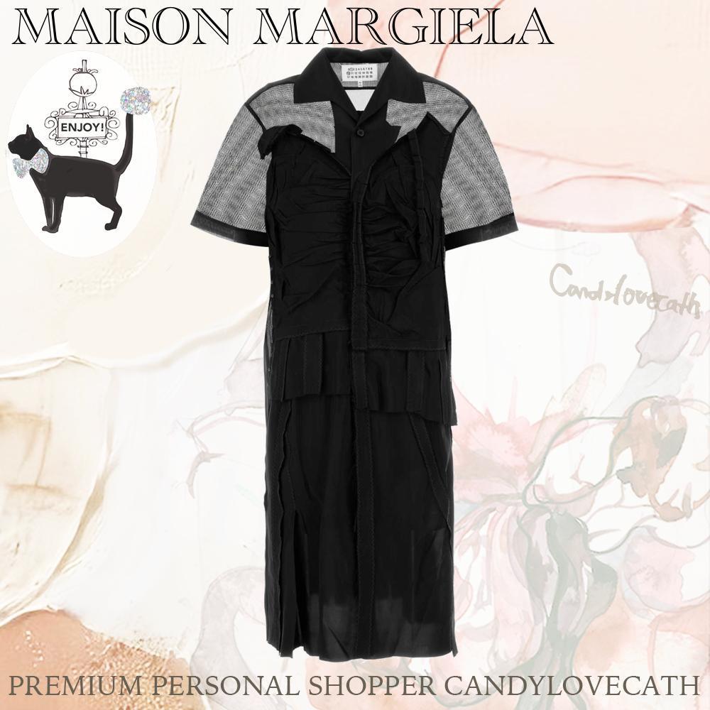 ワンピース MAISON MARGIELA Black Mesh Shirt Dress