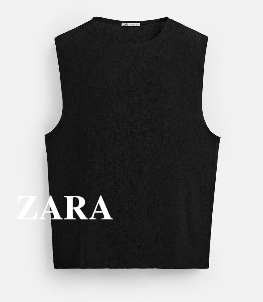 ★ドイツ発*ZARA*新作*テクスチャースリーブレストップ/BL★