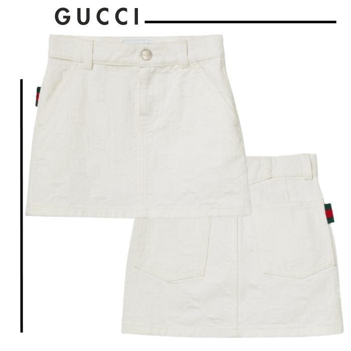 大人もOK●GUCCI GG 白デニム ミニスカート 洗練ラグジュアリー