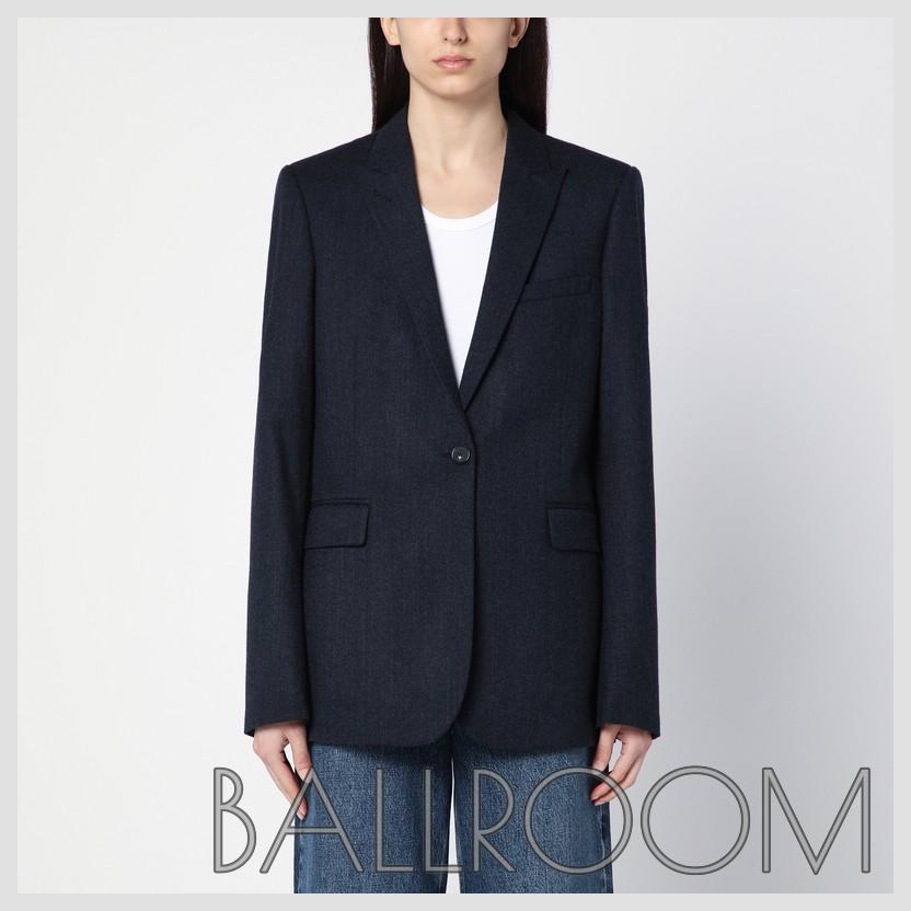 ジャケット STELLA MCCARTNEY NAVY BLUE SINGLE-BREASTED JACKET IN WOOL