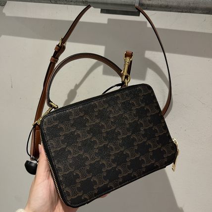 CELINE◆人気トリオンフキャンバス ミニボックスバッグ ブラック CELINE - セリーヌ CELINE トリオンフ ミニメッセンジャー