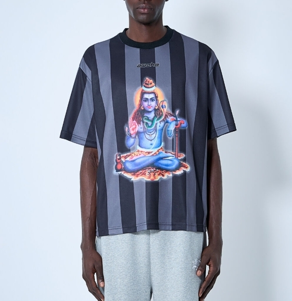 AWAKE NY 国内送 ブラック ロゴ ストライプTシャツ