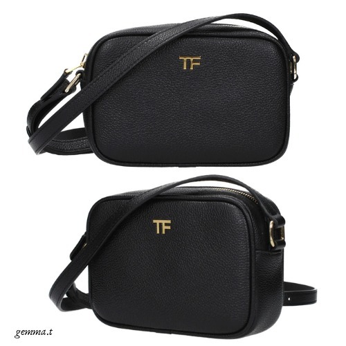 TOM FORDトムフォード ロゴ レザーショルダーバッグ ブラック