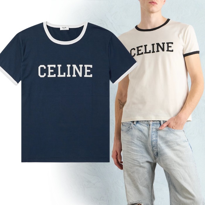 《大人カジュアル》【CELINE】ロゴアップリケコットンTシャツ