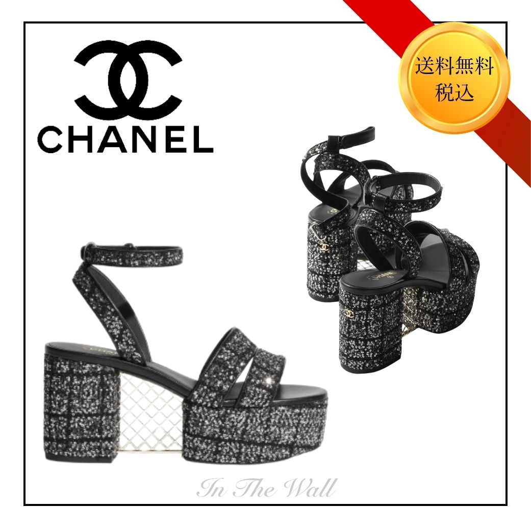 可愛い足元で♪【CHANEL】25SS サンダル グリッターツイード