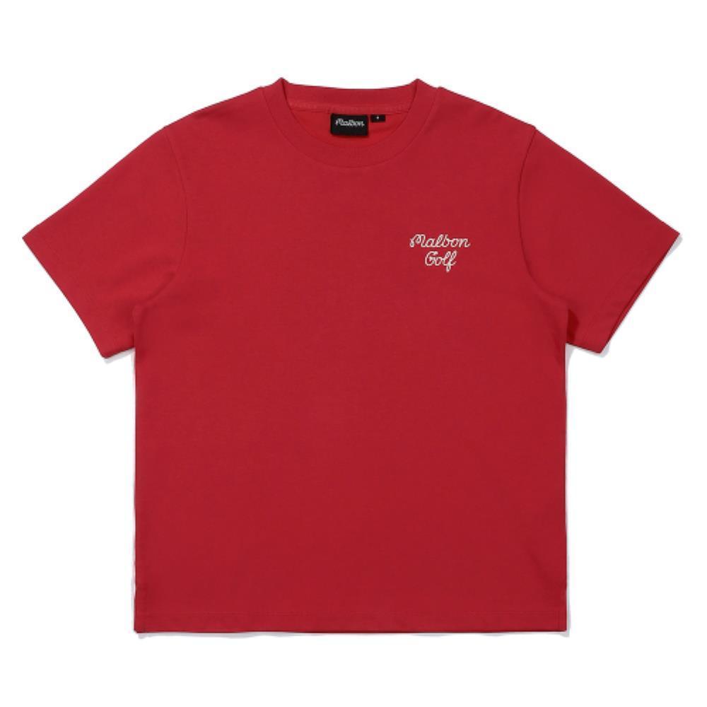 Tシャツ・カットソー Malbon Golf ARGYLE BUCKET UNI ROUND T-SHIRT RED M4323PRS01RE