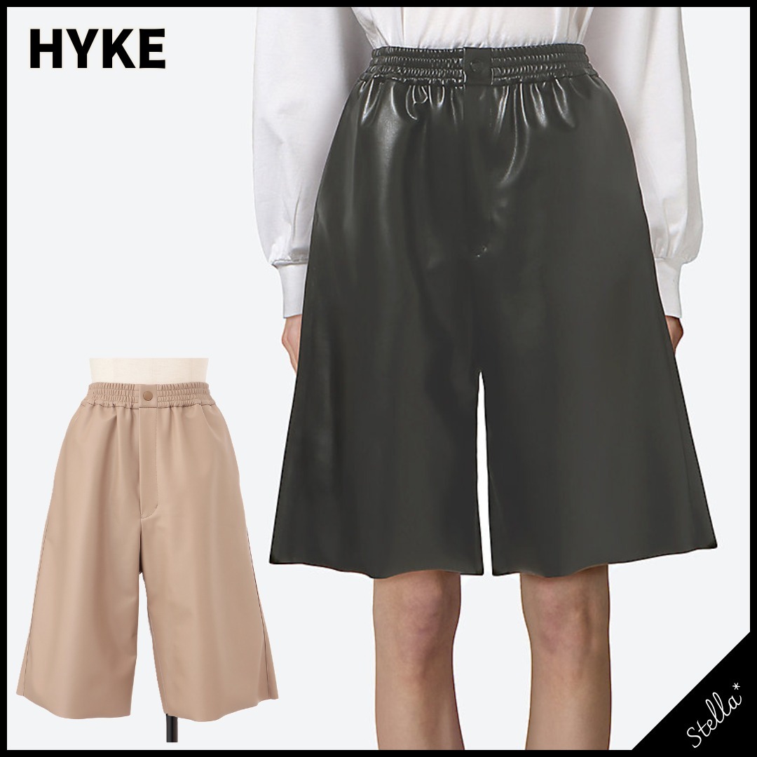 注目■HYKE■大人気 フェイクレザーショートパンツ 国内発送