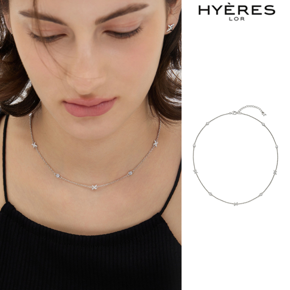 【HYERES LOR】25SS★ Nova Silver (W) Pave Station Necklace