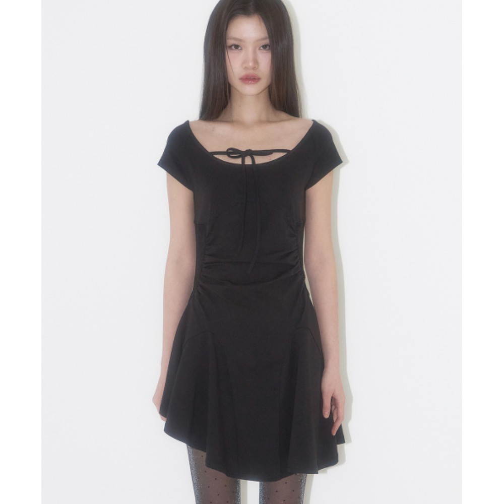 ★ILLIGO★ Lace shirring flare one piece black 25SMOPS01BK
