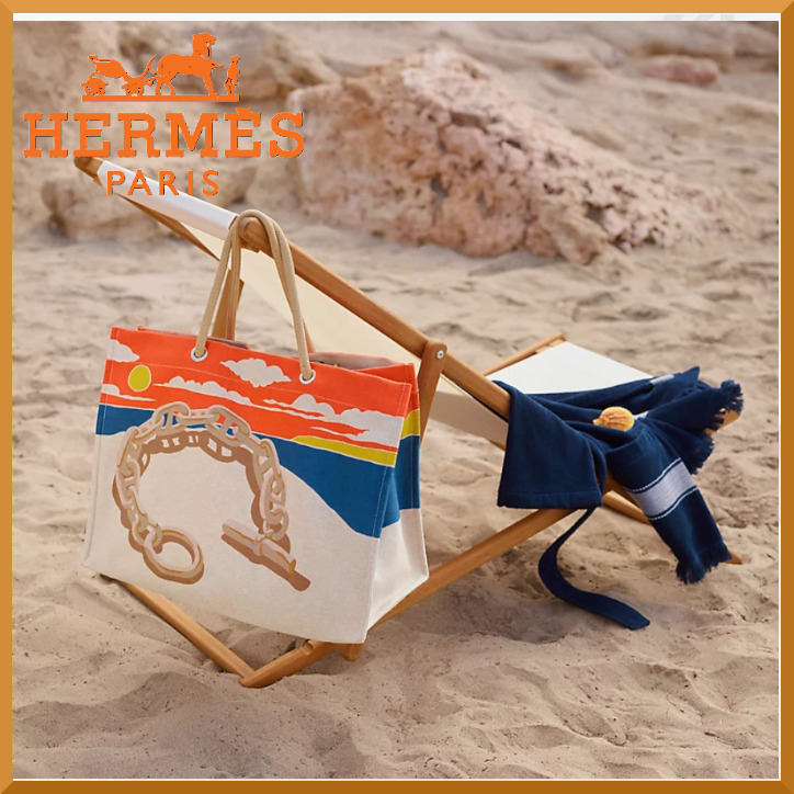 【大容量◎】気分が上がる☆ HERMES ビーチバッグ