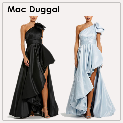 Mac Duggal◆サテン ワンショルダー ボウガウン ロングドレス