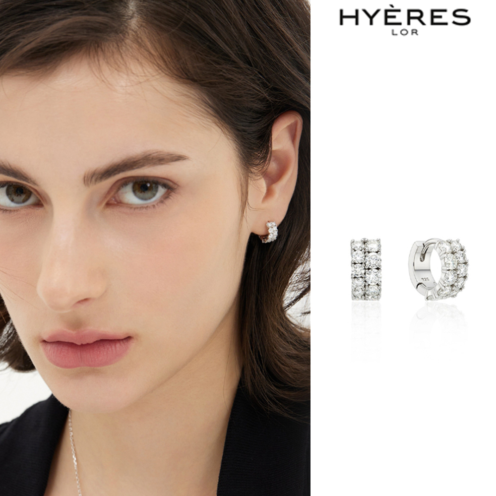 【HYERES LOR】25SS★ Silver (W) Moissanite W 1Touch Earrings