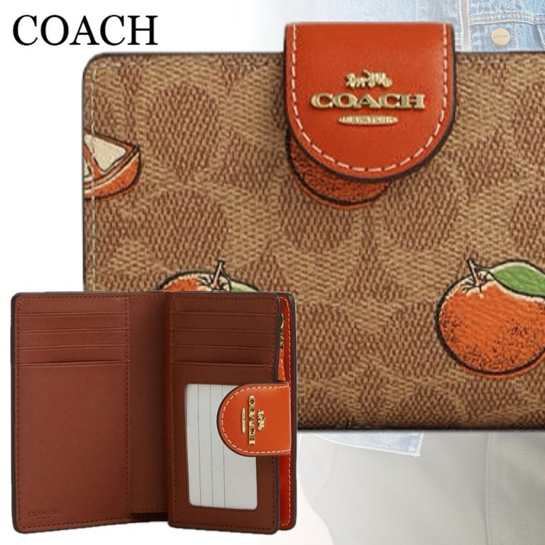 すぐ届く*COACH*ミディアム コーナー ジップウォレット オレンジ