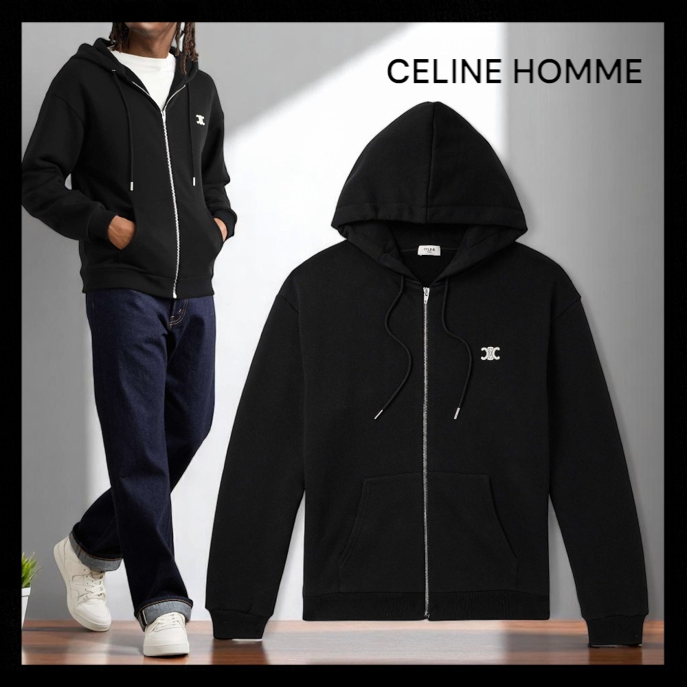 【CELINE HOMME】コットン＆カシミア混紡 ジップアップパーカー