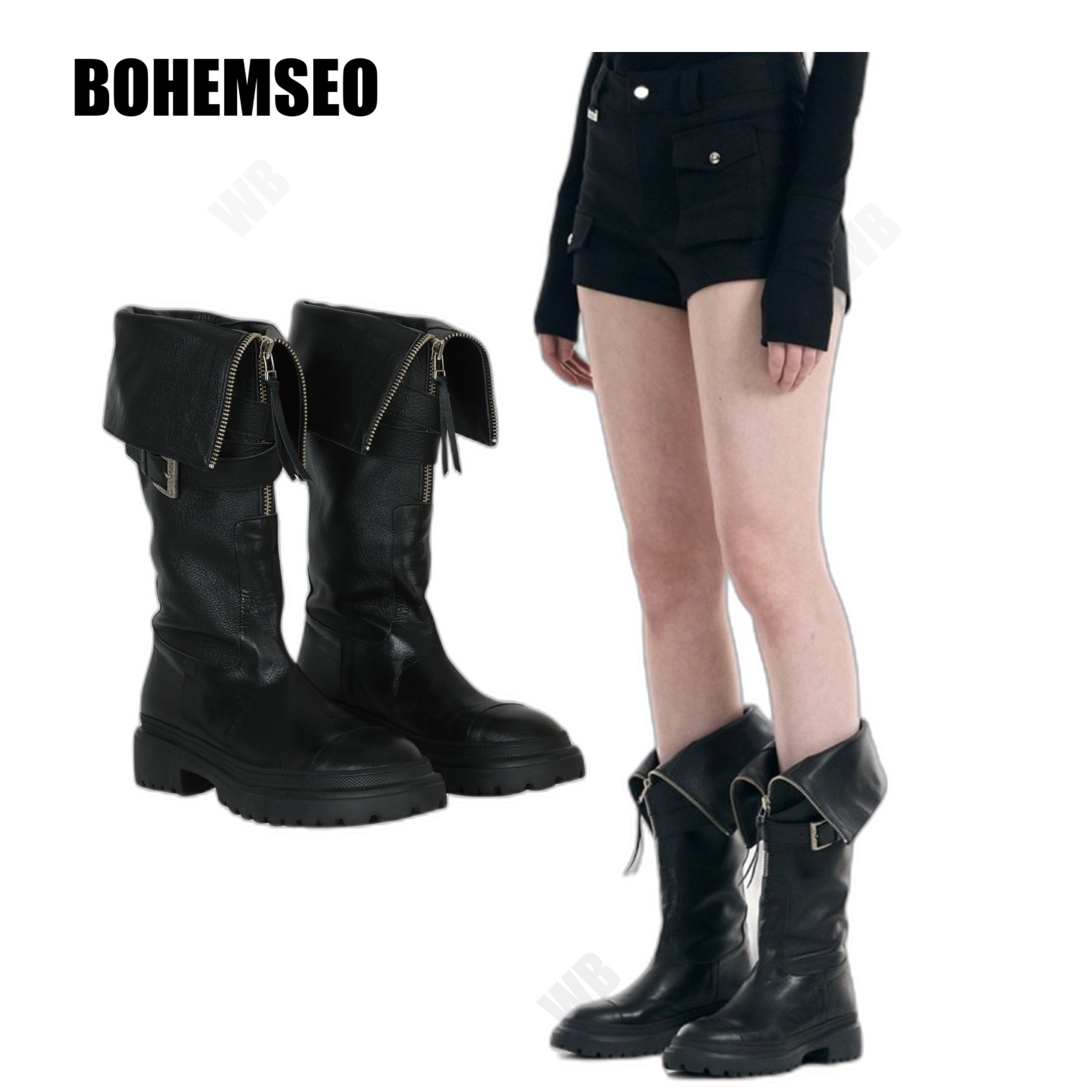 [BOHEMSEO] FOLDED BELT LONG BOOTS ☆送料込☆