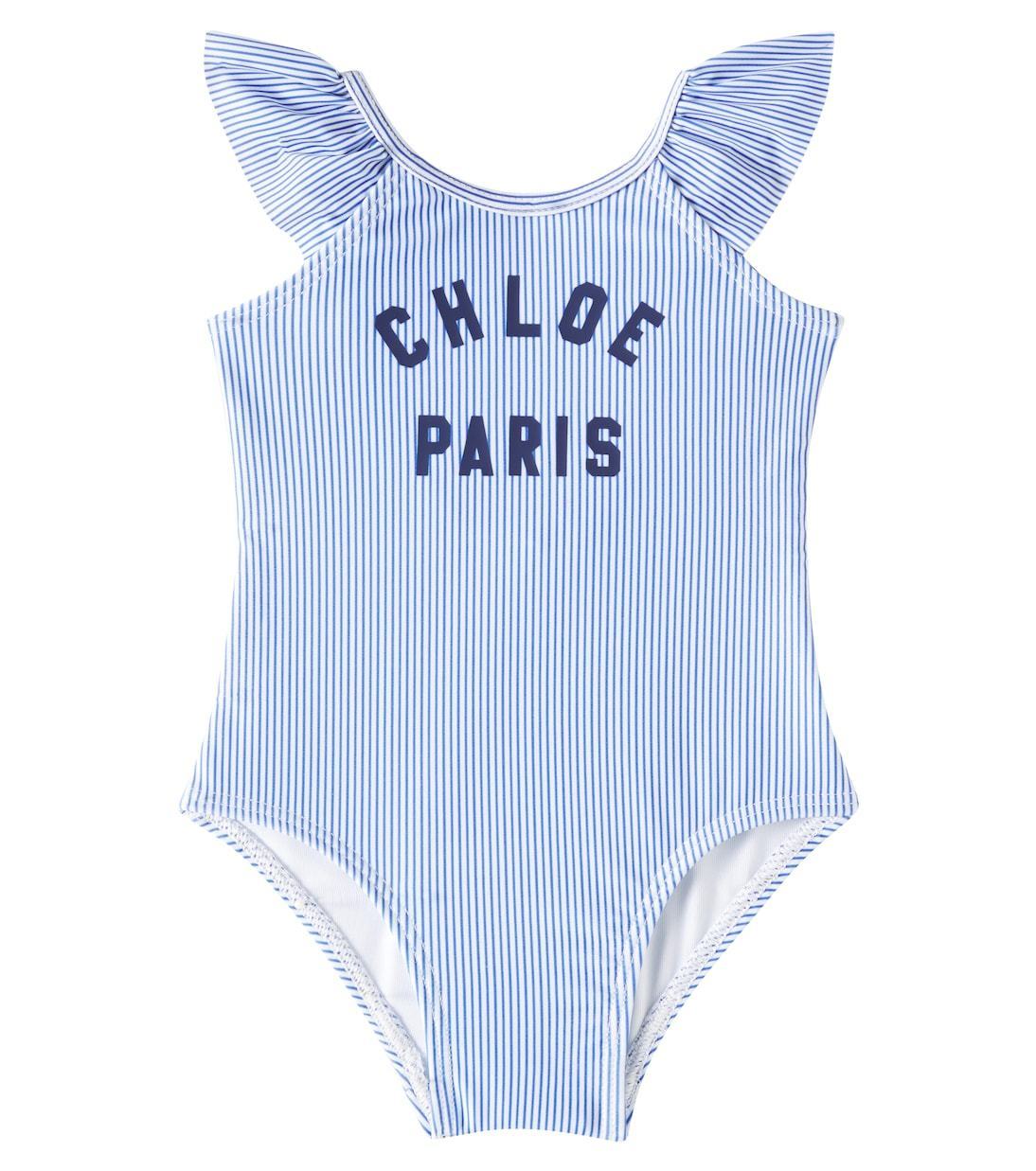 【CHLOE】ベビー ロゴ ストライプ 水着 ブルー☆関税込