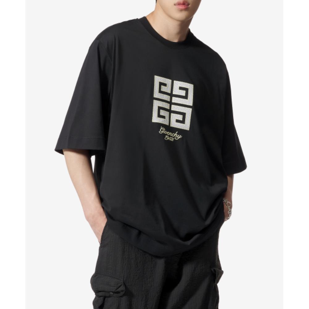 Tシャツ・カットソー *GIVENCHY* 4G Mesh Embroidered Logo Classic Fit Short Sleeve