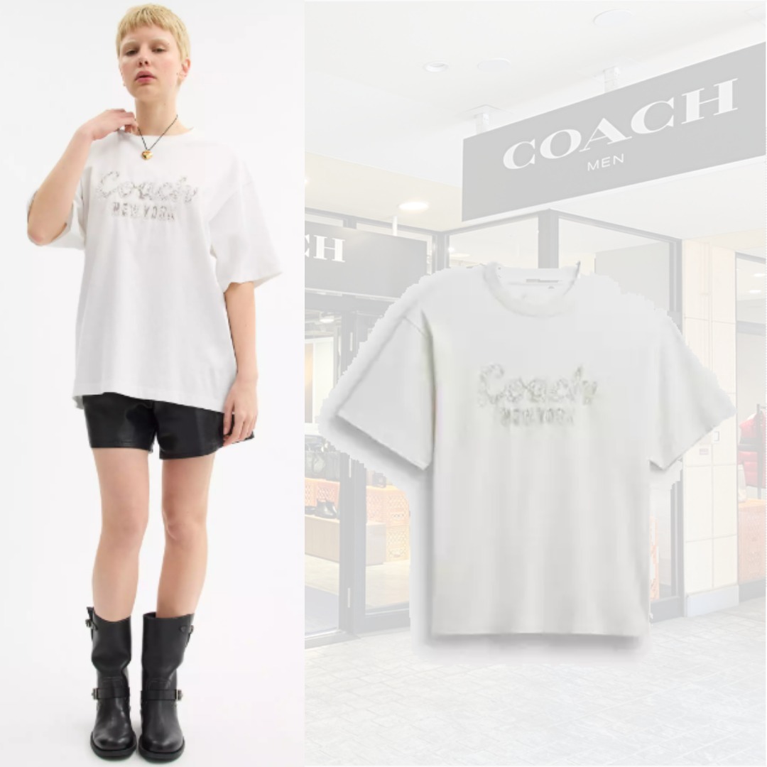 人気！【COACH】カーシヴ コーチ エンブロイダード Tシャツ