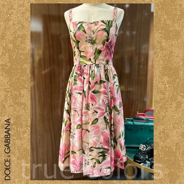 【VIP SALE】DOLCE&GABBANA リリープリント ノースリーブドレス
