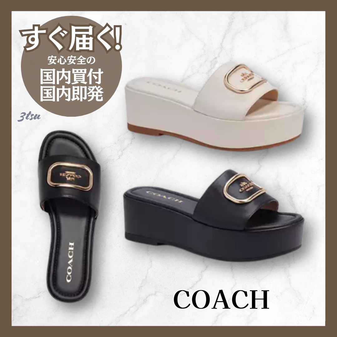 【直営店】coach★エロイーズ レザー サンダル 2色 厚底 ladies