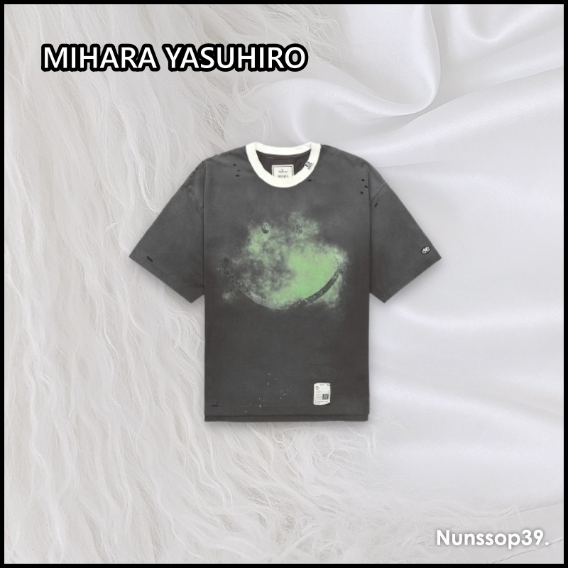 《MIHARA YASUHIRO》 スマイリーフェイスディストレスドTシャツ