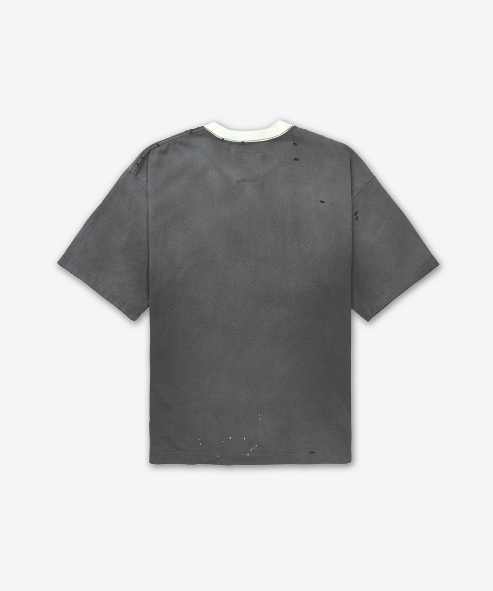 《MIHARA YASUHIRO》 スマイリーフェイスディストレスドTシャツ
