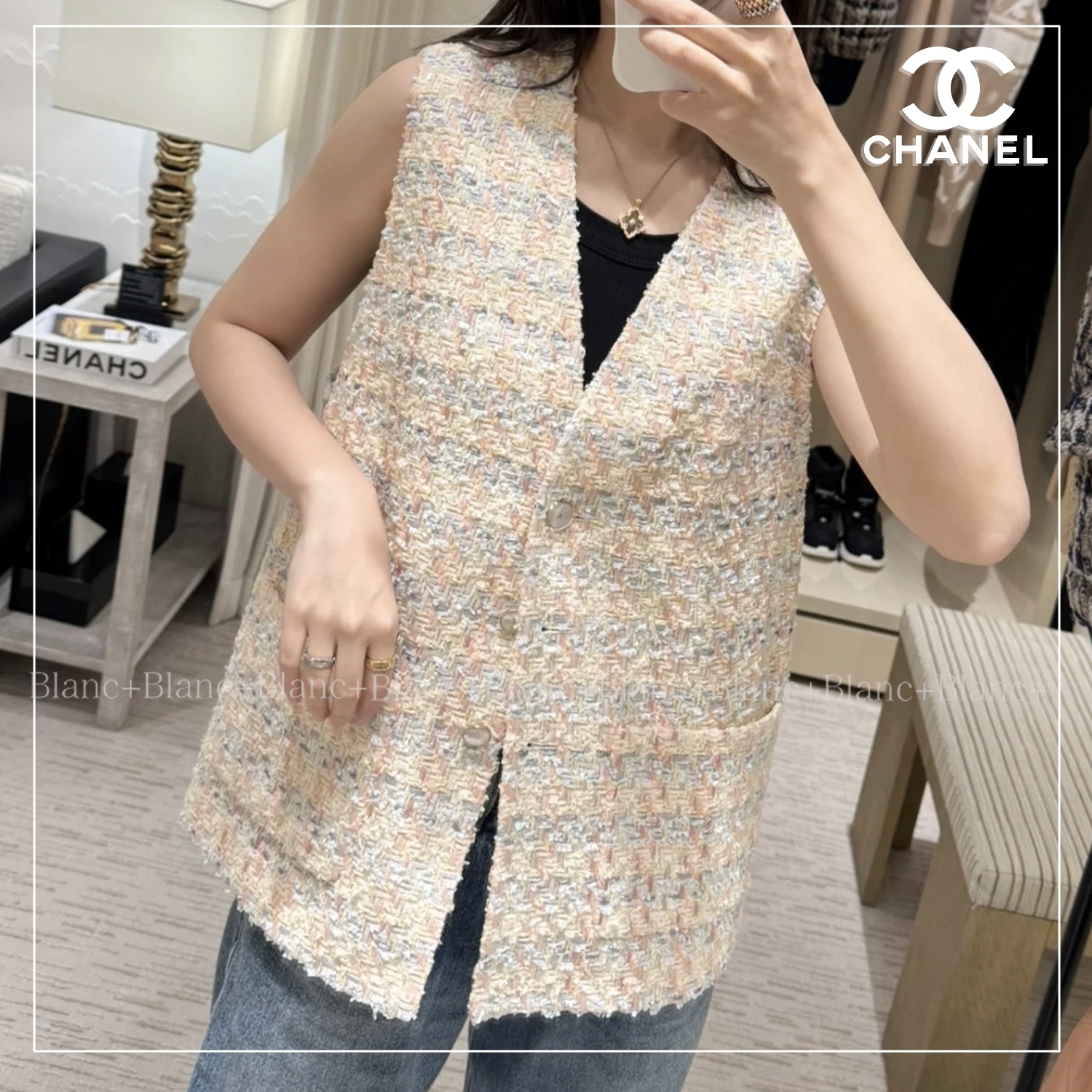 ベージュイエロー♡【 CHANEL 】ツイード ベスト 【25ss】