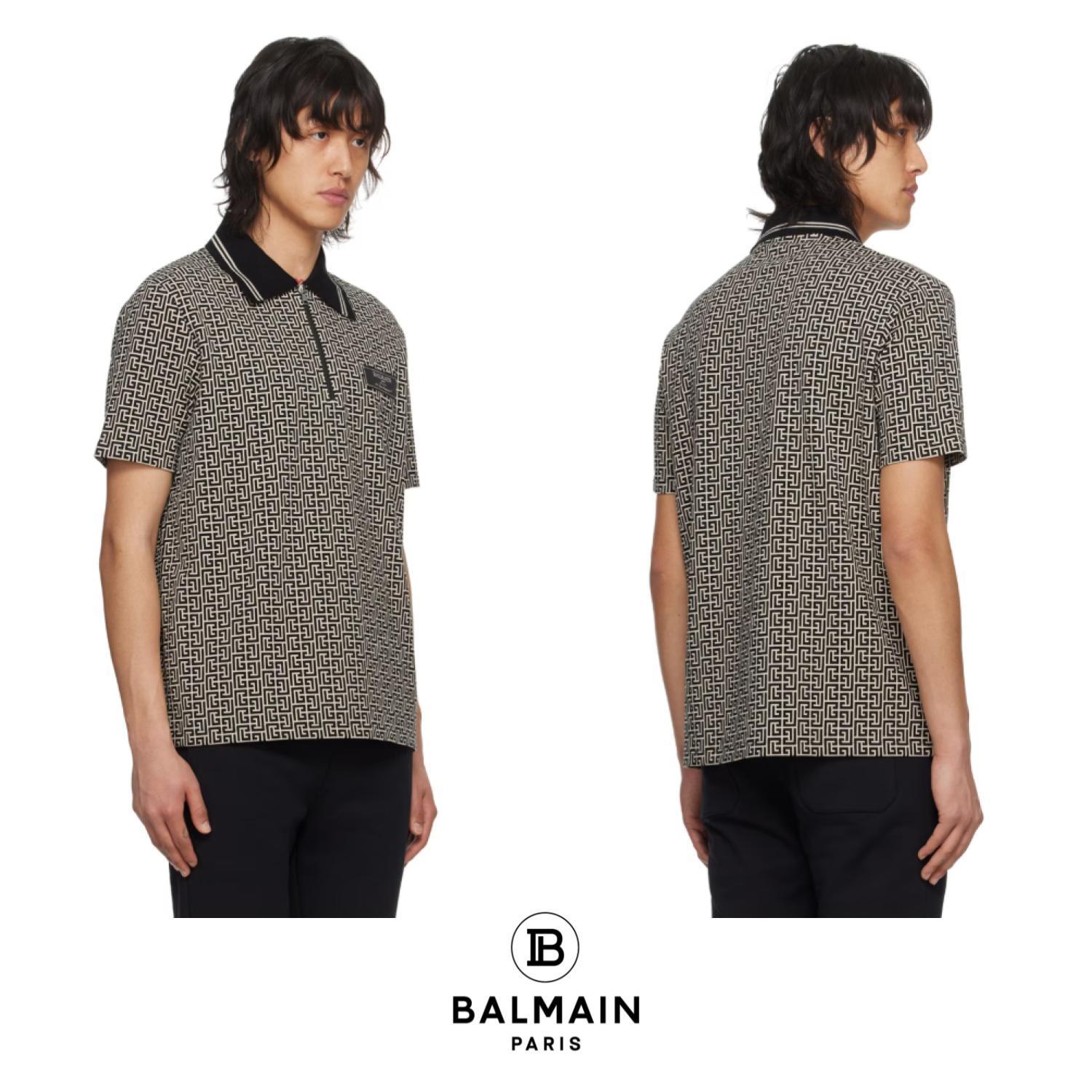 おすすめ☆大人気【Balmain】 モノグラム ニットポロシャツ
