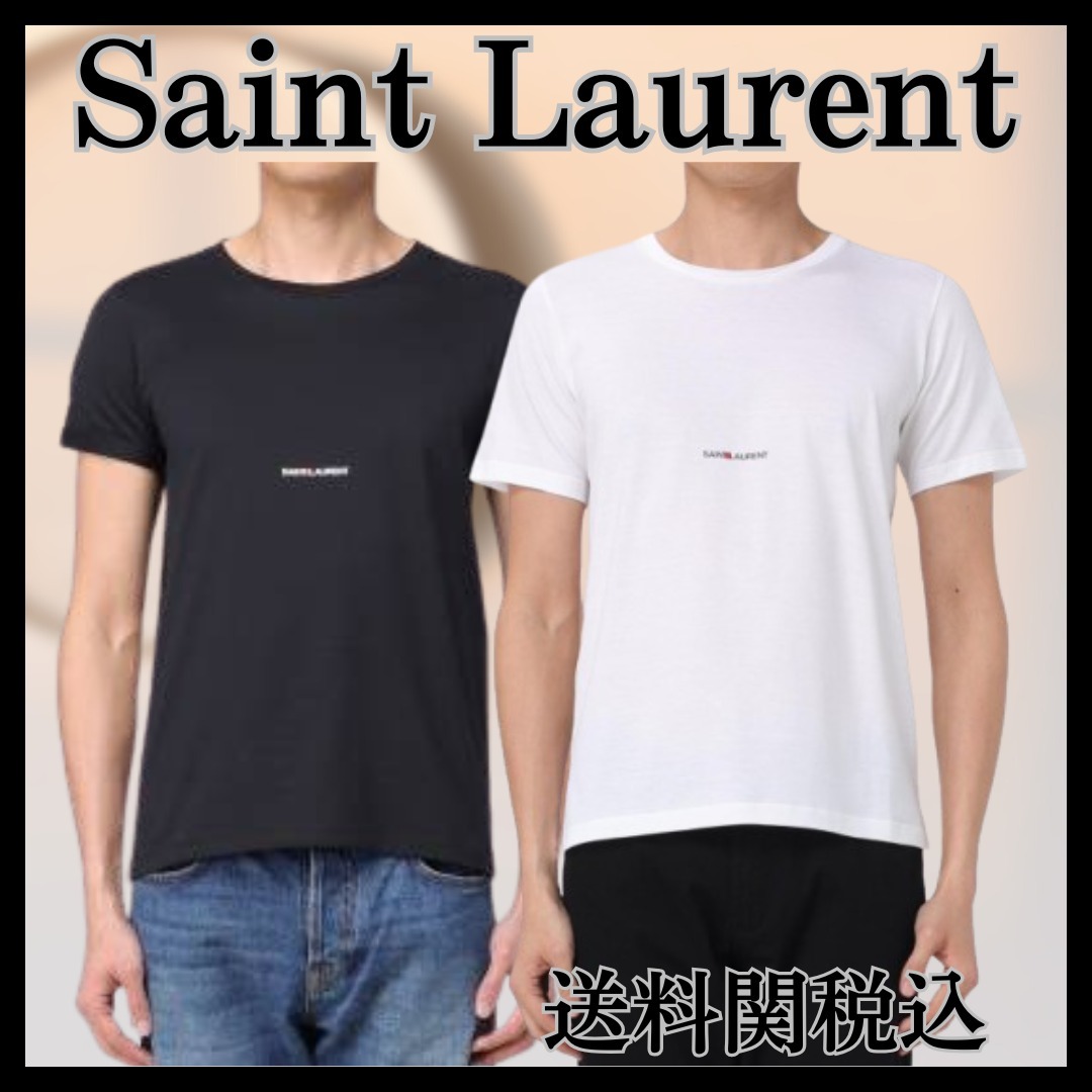 【国内発送】Saint Laurent ロゴ コットン Tシャツ