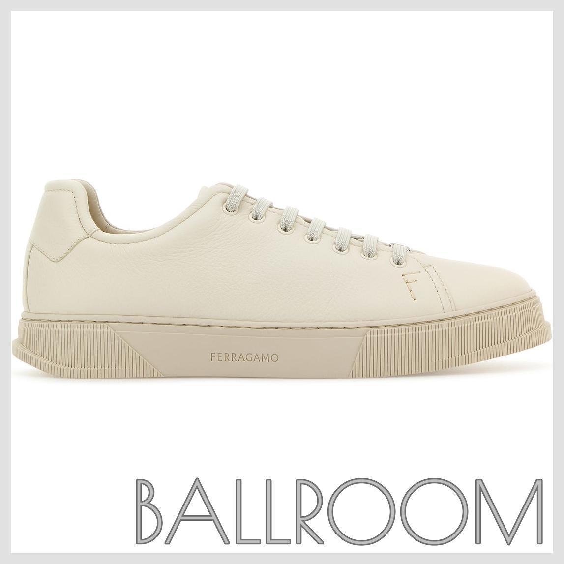 スニーカー SALVATORE FERRAGAMO IVORY LEATHER SNEAKERS