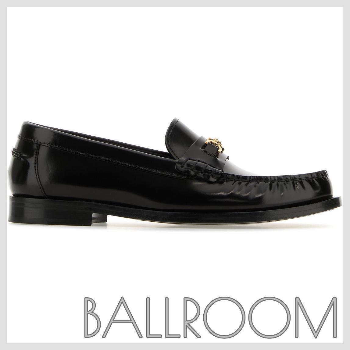 ローファー・オックスフォード VERSACE BLACK LEATHER MEDUSA 95 LOAFERS