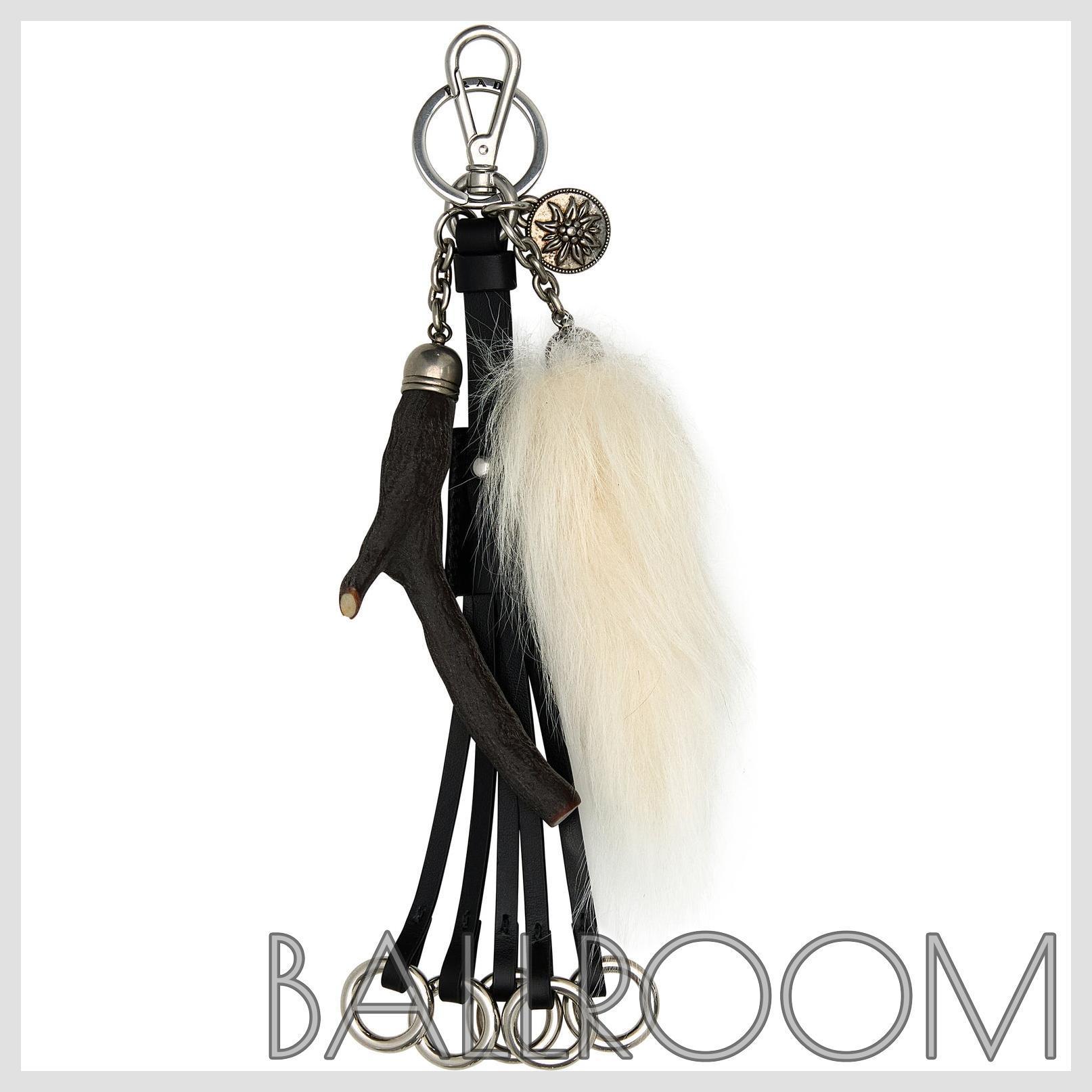 キーホルダー・キーリング PRADA BLACK LEATHER KEY RING