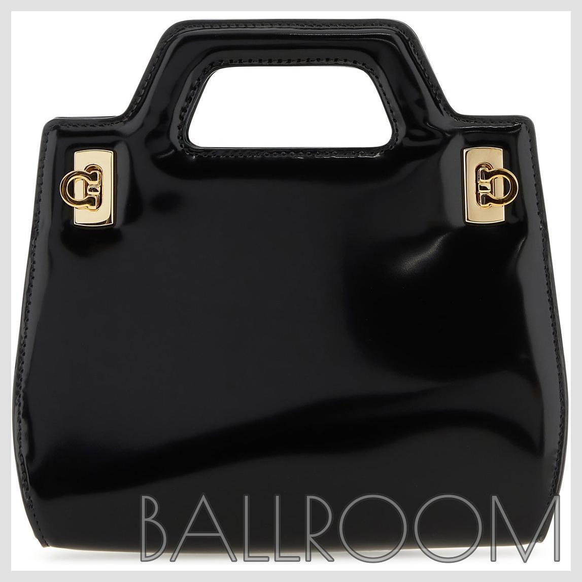 ハンドバッグ SALVATORE FERRAGAMO BLACK LEATHER MINI WANDA HANDBAG