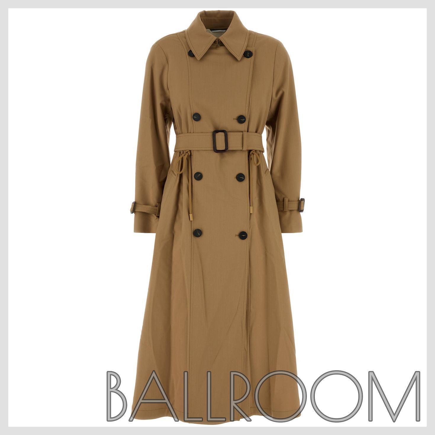 トレンチコート MAX MARA CAMEL STRETCH POLYESTER BLEND FAUTO TRENCH COAT