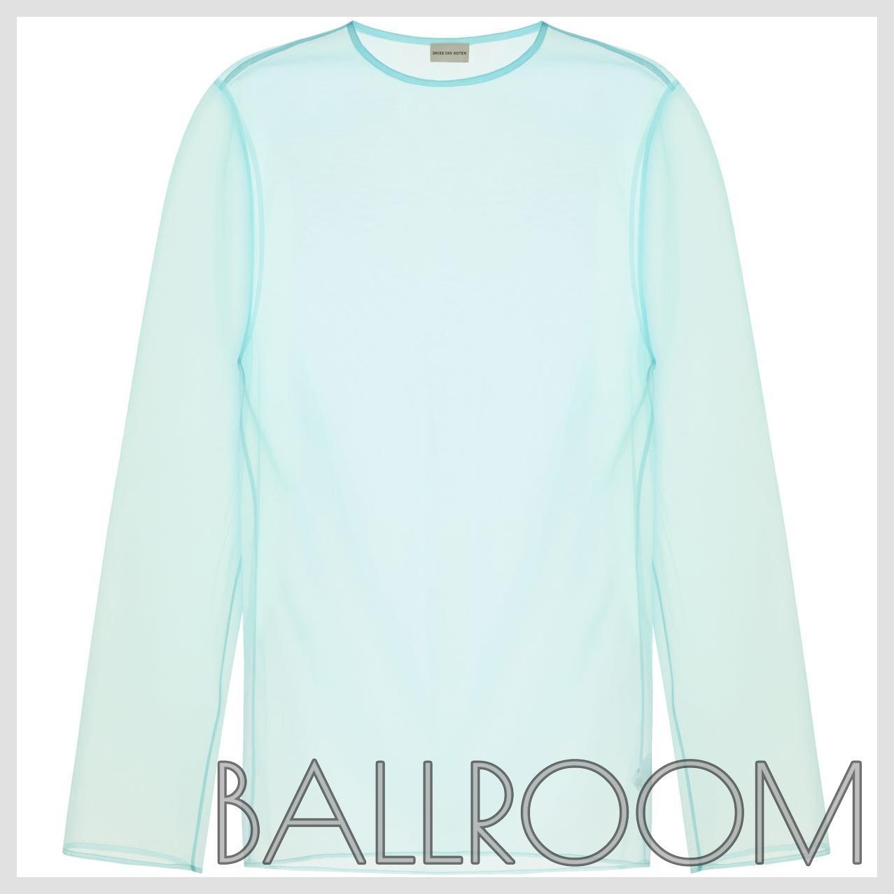 Tシャツ・カットソー DRIES VAN NOTEN LIGHT BLUE ORGANZA CAMILLE TOP