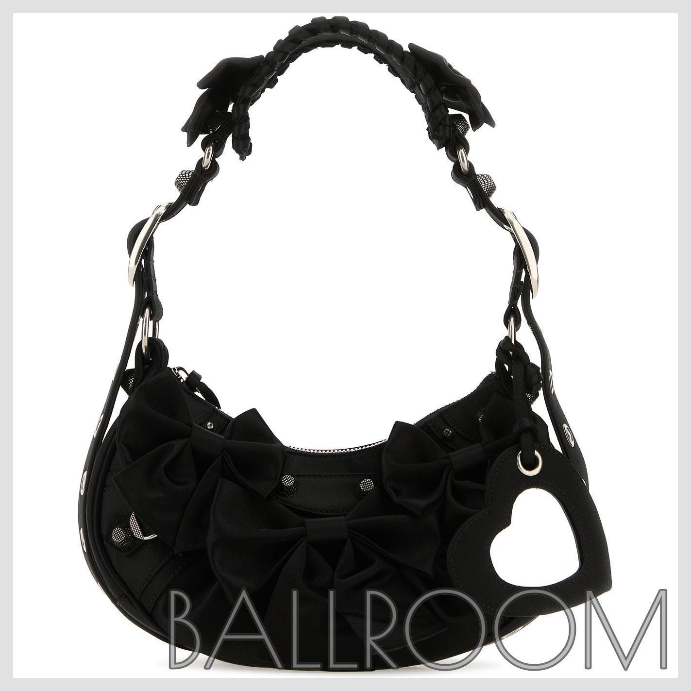 ショルダーバッグ・ポシェット BALENCIAGA BLACK SATIN LE CAGOLE XS SHOULDER BAG