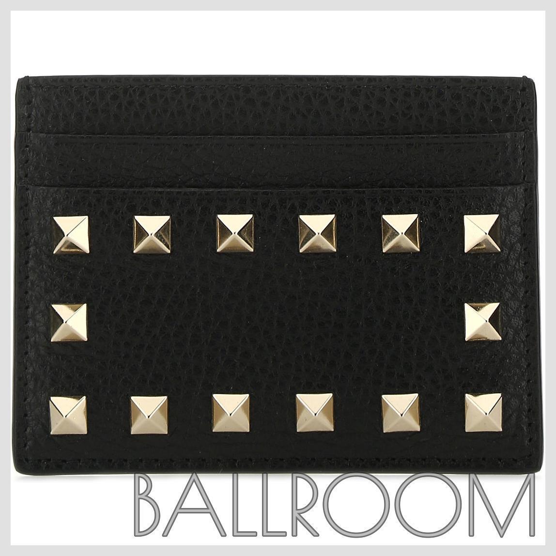 カードケース・名刺入れ VALENTINO BLACK LEATHER ROCKSTUD CARD HOLDER