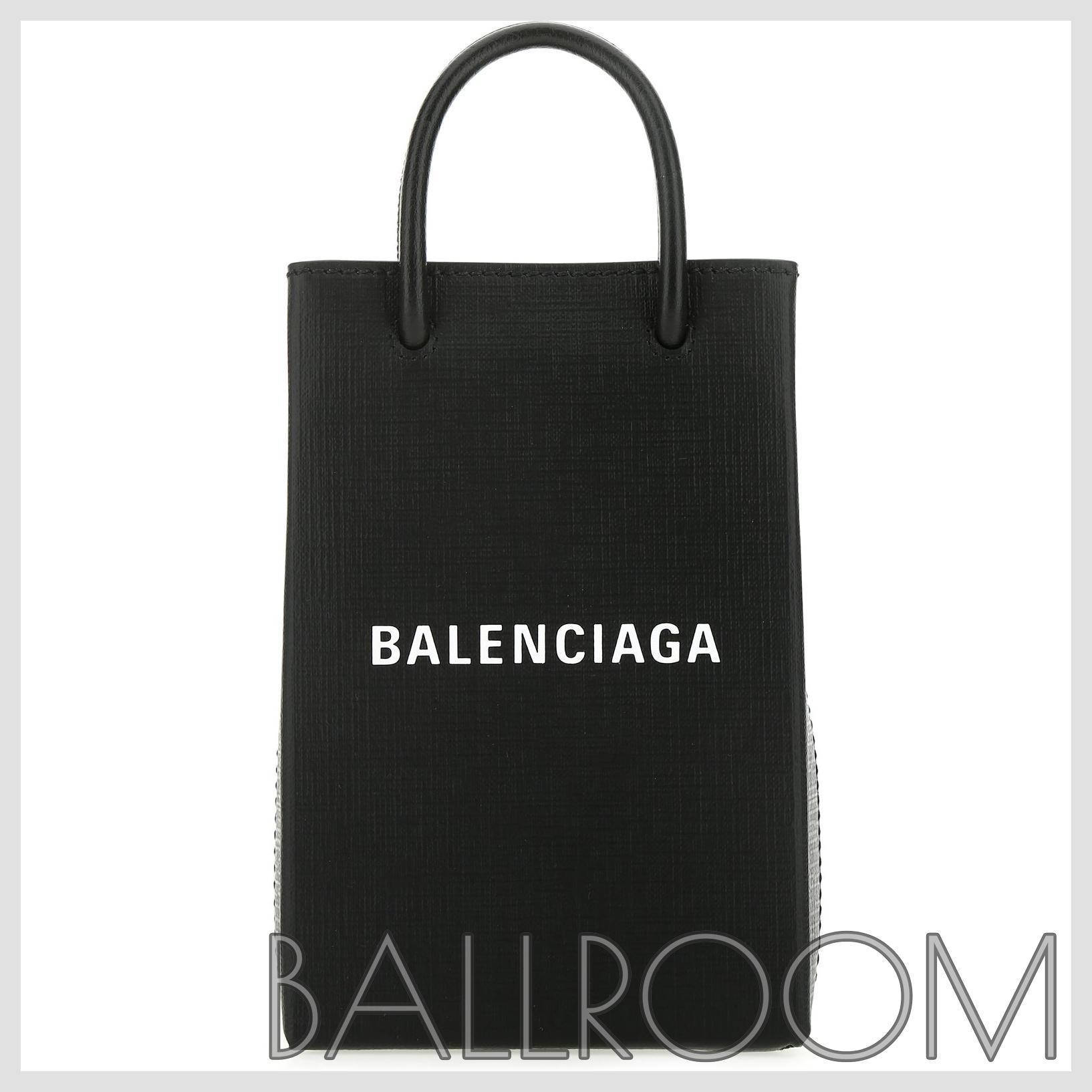 iPhone・スマホケース BALENCIAGA BLACK LEATHER PHONE CASE