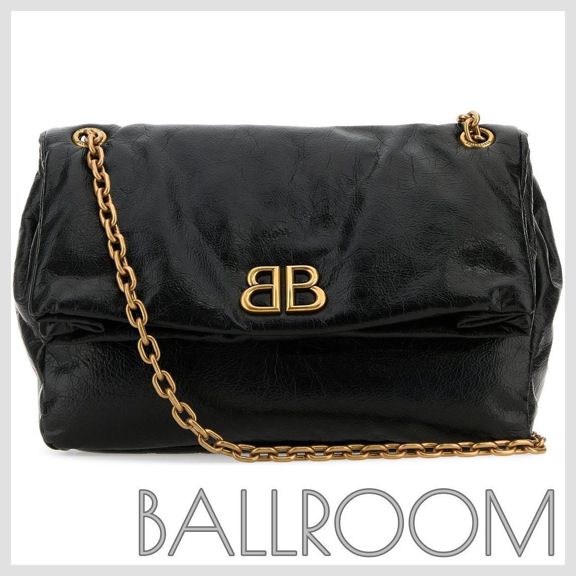 ショルダーバッグ・ポシェット BALENCIAGA BLACK LEATHER MEDIUM MONACO SHOULDER BAG