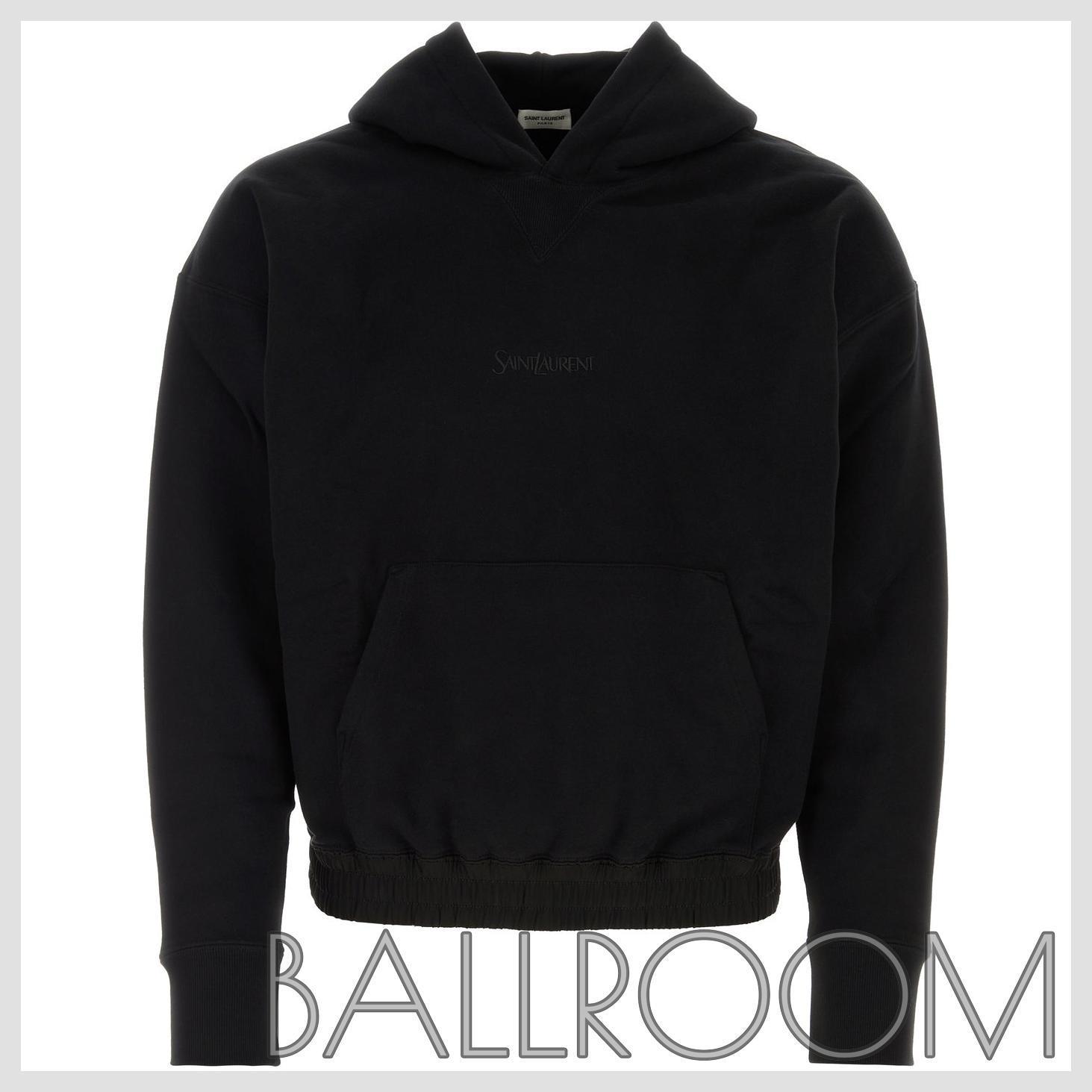 スウェット・トレーナー SAINT LAURENT BLACK COTTON SWEATSHIRT