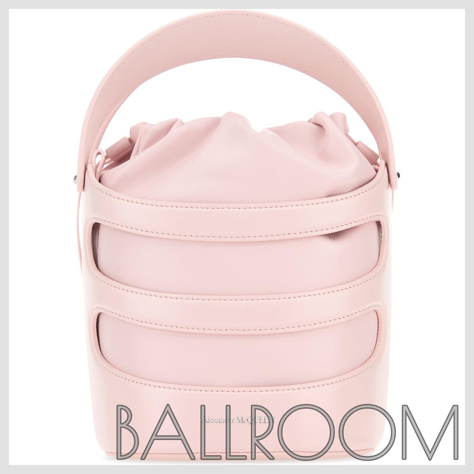 ショルダーバッグ・ポシェット ALEXANDER MCQUEEN PASTEL PINK LEATHER THE RISE BUCKET BAG