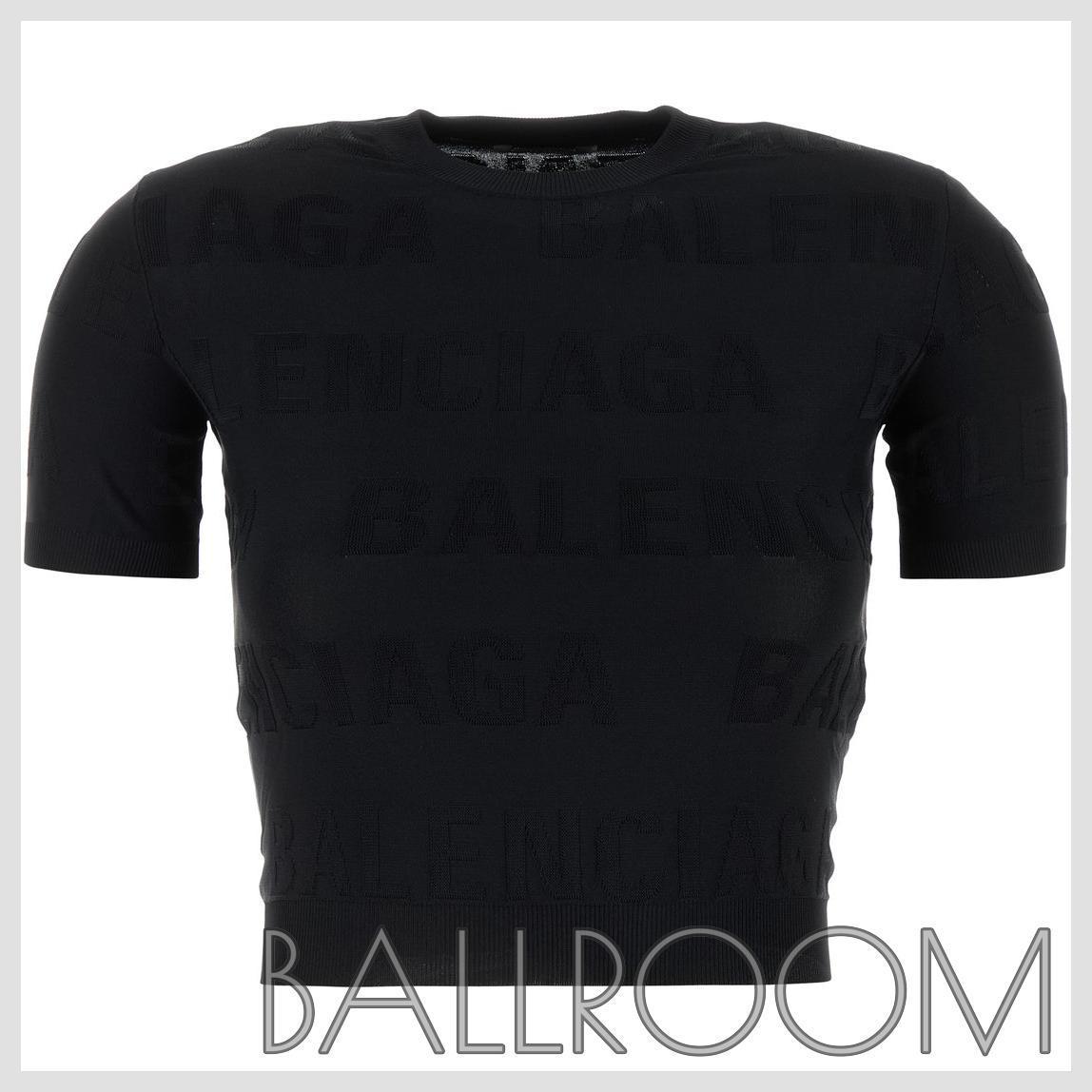 Tシャツ・カットソー BALENCIAGA BLACK STRETCH VISCOSE BLEND T-SHIRT