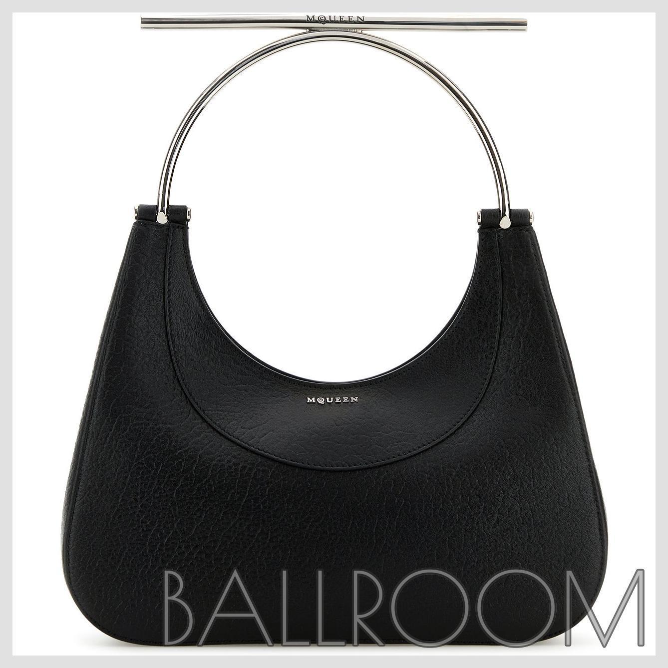 ハンドバッグ ALEXANDER MCQUEEN BLACK LEATHER CROSS-BAR HANDBAG