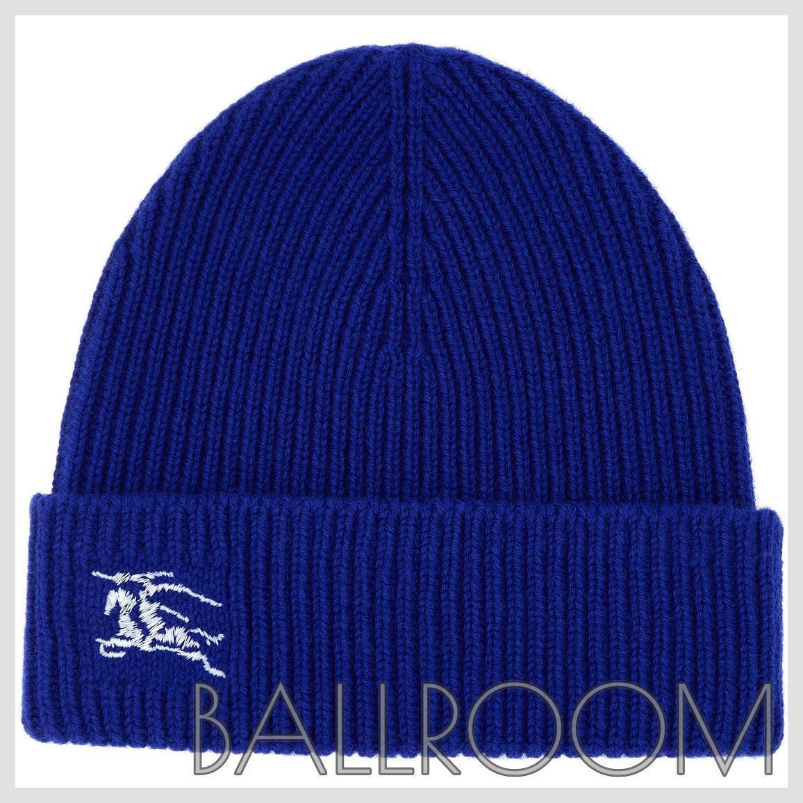 ニットキャップ・ビーニー BURBERRY ELECTRIC BLUE CASHMERE BEANIE HAT
