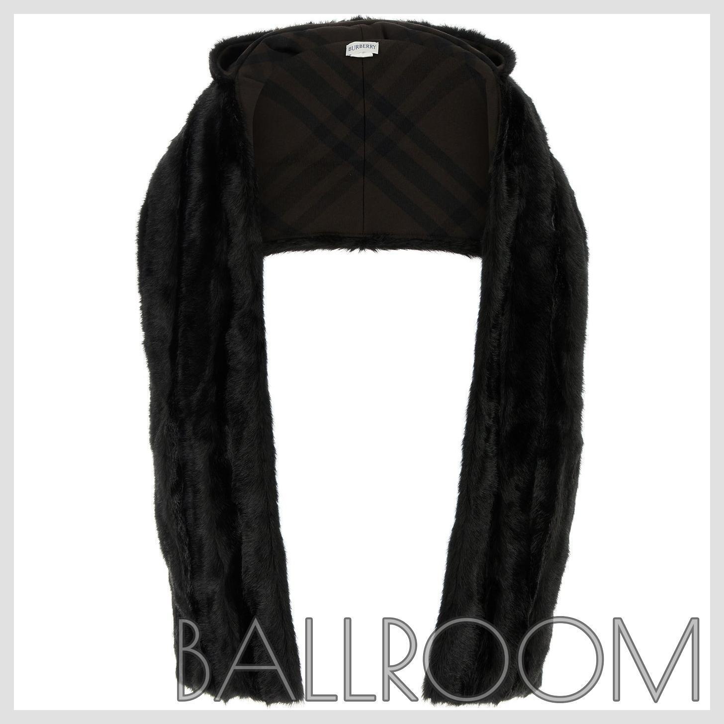 マフラー・ストール BURBERRY BLACK ECO FUR SCARF