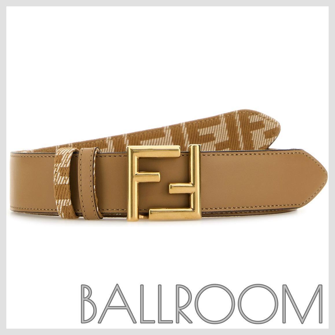 ベルト FENDI BEIGE LEATHER FF REVERSIBLE BELT