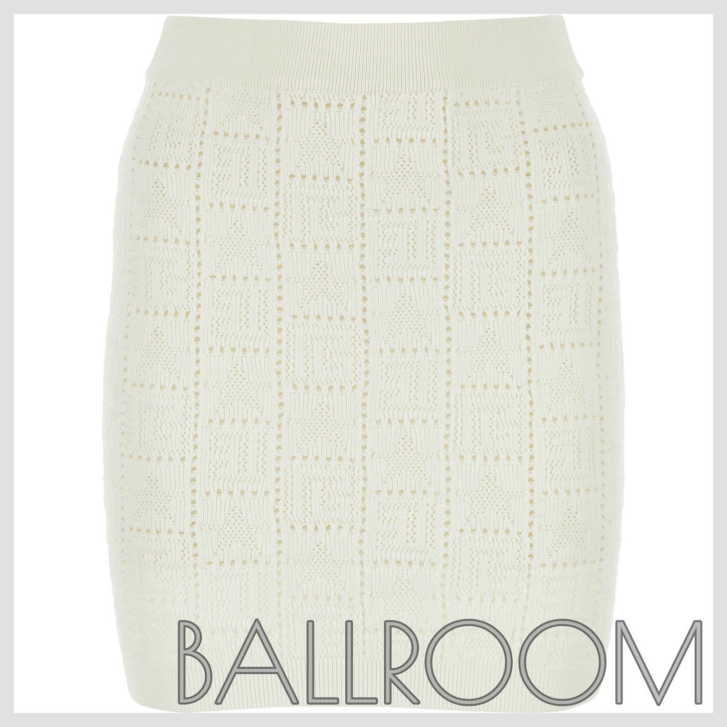ミニスカート BALMAIN IVORY VISCOSE BLEND MINI SKIRT