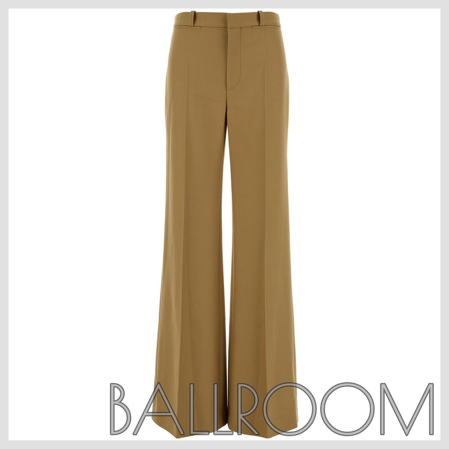 パンツ CHLOE KHAKI WOOL PALAZZO PANT